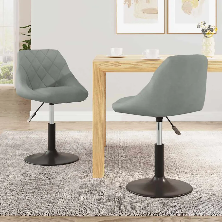 Chaises pivotantes à manger lot de 2 Gris clair Velours