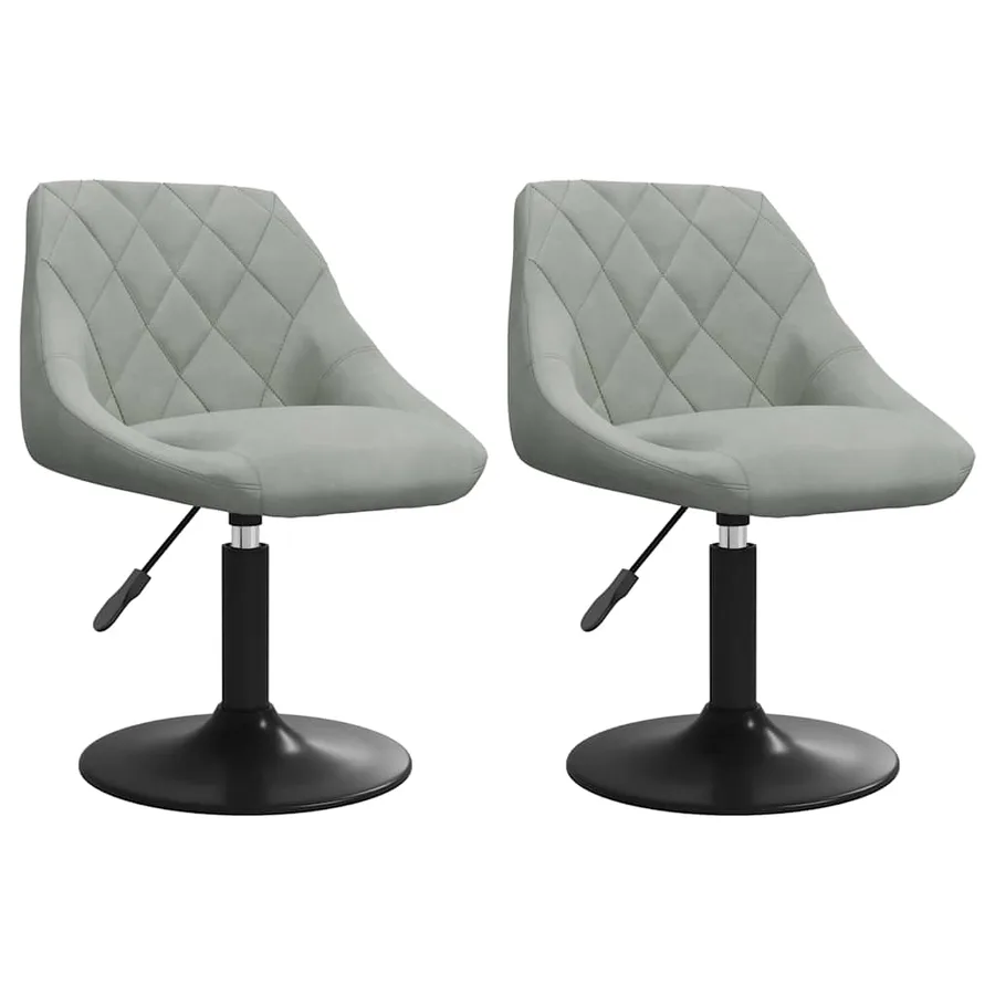 Chaises pivotantes à manger lot de 2 Gris clair Velours - 2