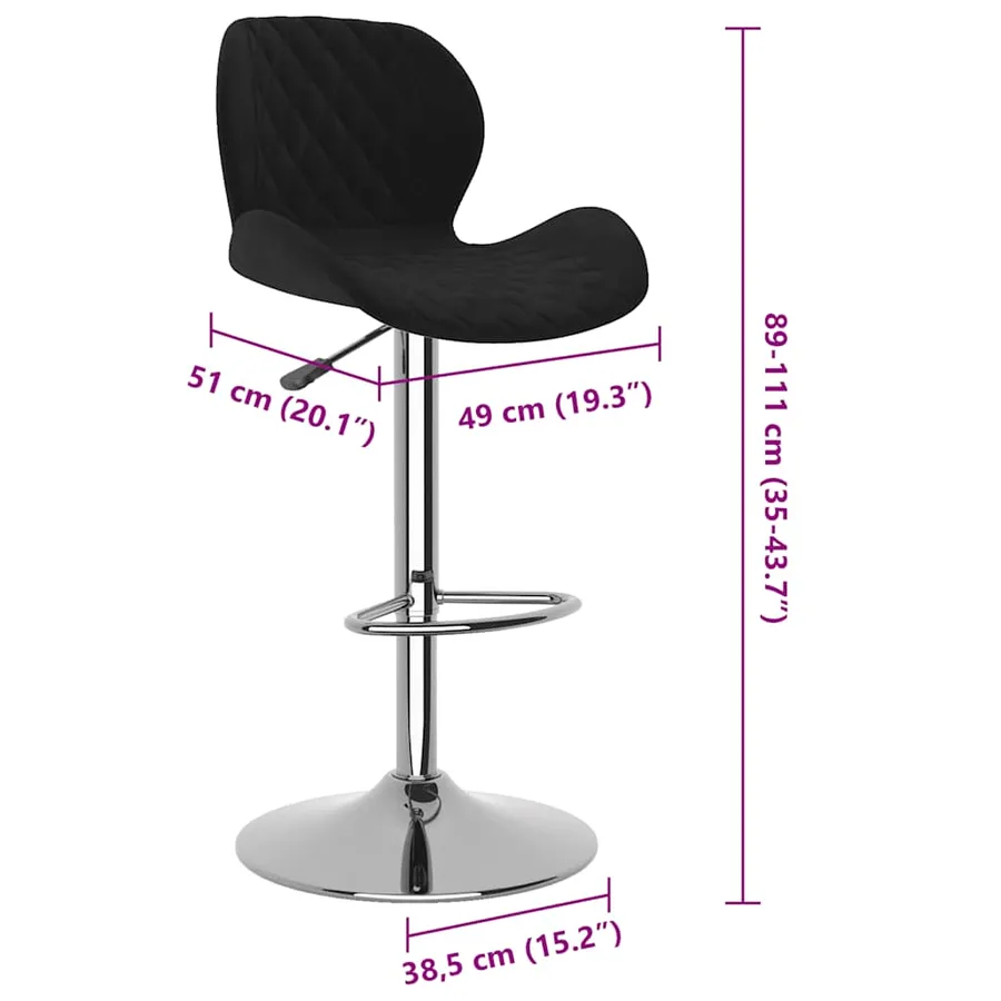 Tabourets de bar lot de 2 noir velours - 9