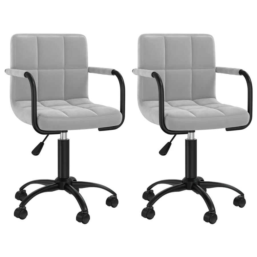 Chaises pivotantes à manger lot de 2 gris clair velours - 2