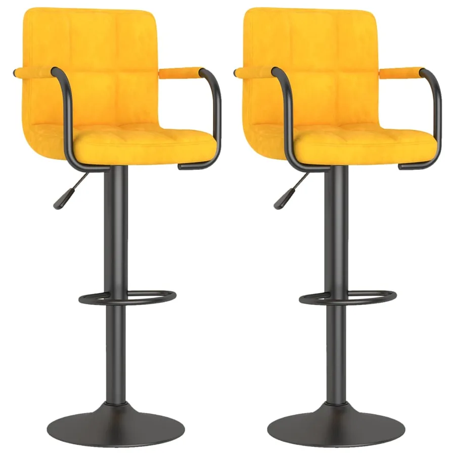 Tabourets de bar lot de 2 jaune moutarde velours - 2