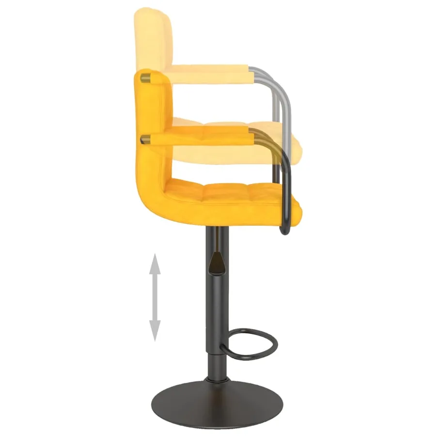 Tabourets de bar lot de 2 jaune moutarde velours - 7