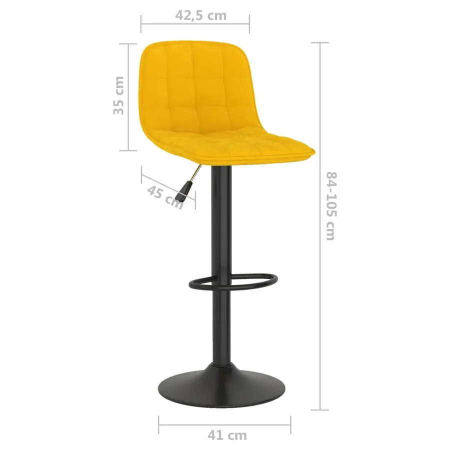 Tabourets de bar lot de 2 Jaune Velours - 10