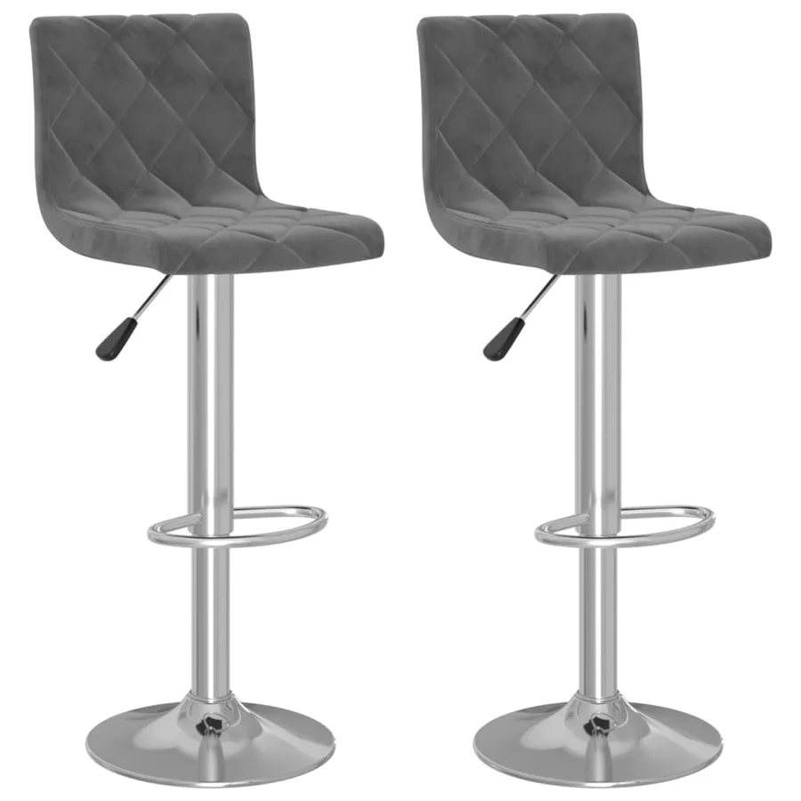 Tabourets de bar lot de 2 gris foncé velours - 2