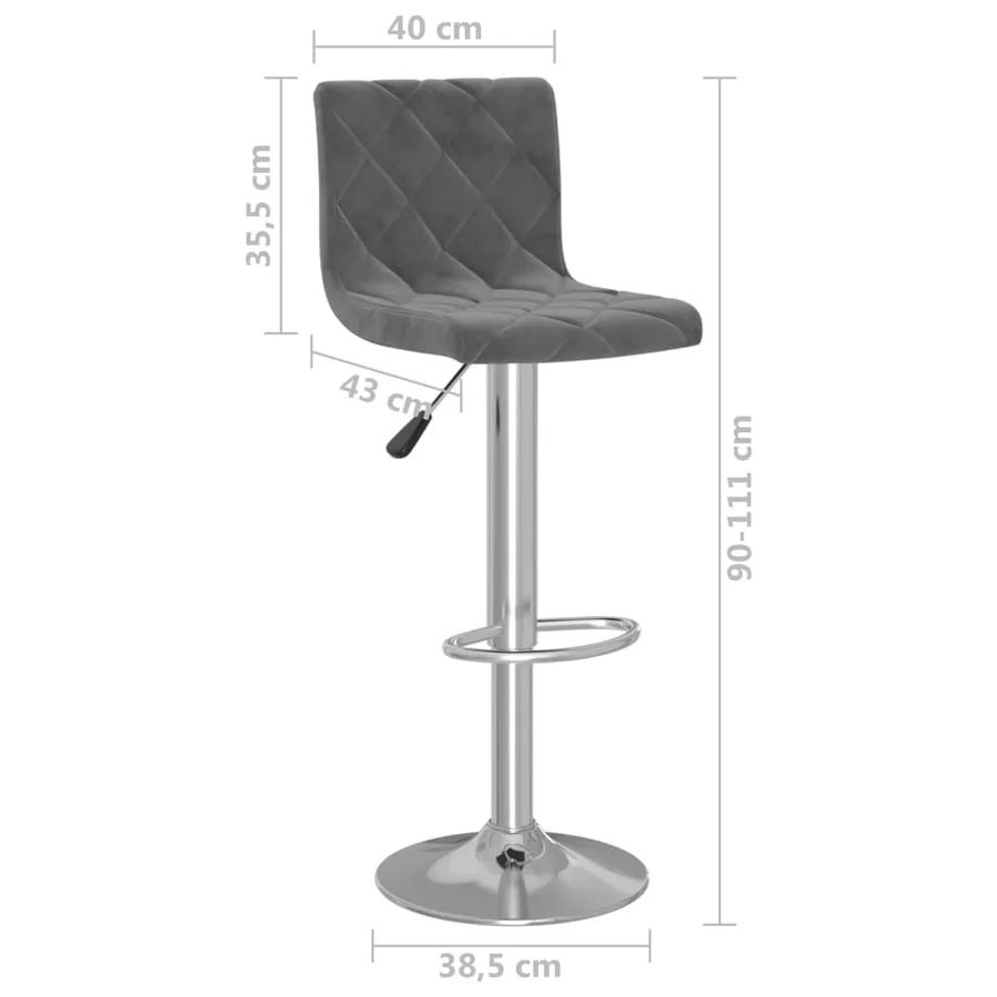 Tabourets de bar lot de 2 gris foncé velours - 9