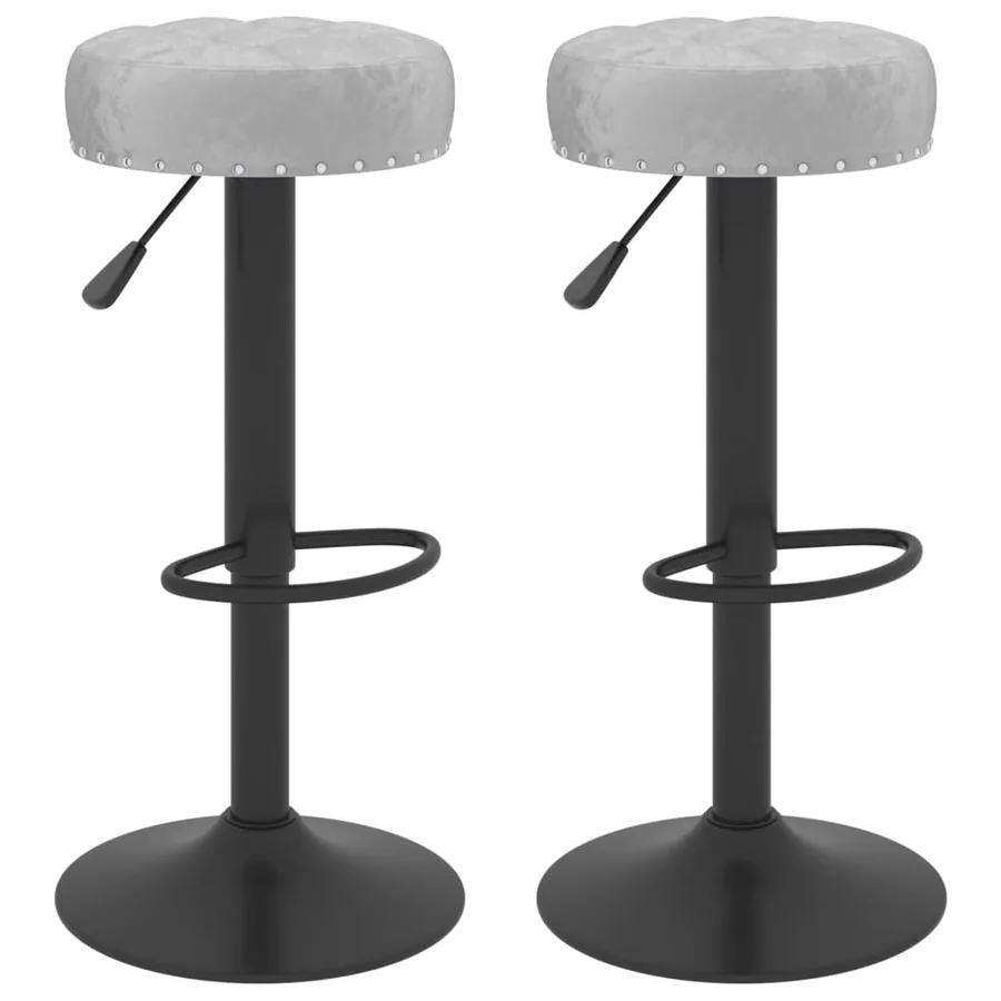 Tabourets de bar lot de 2 gris velours - 2