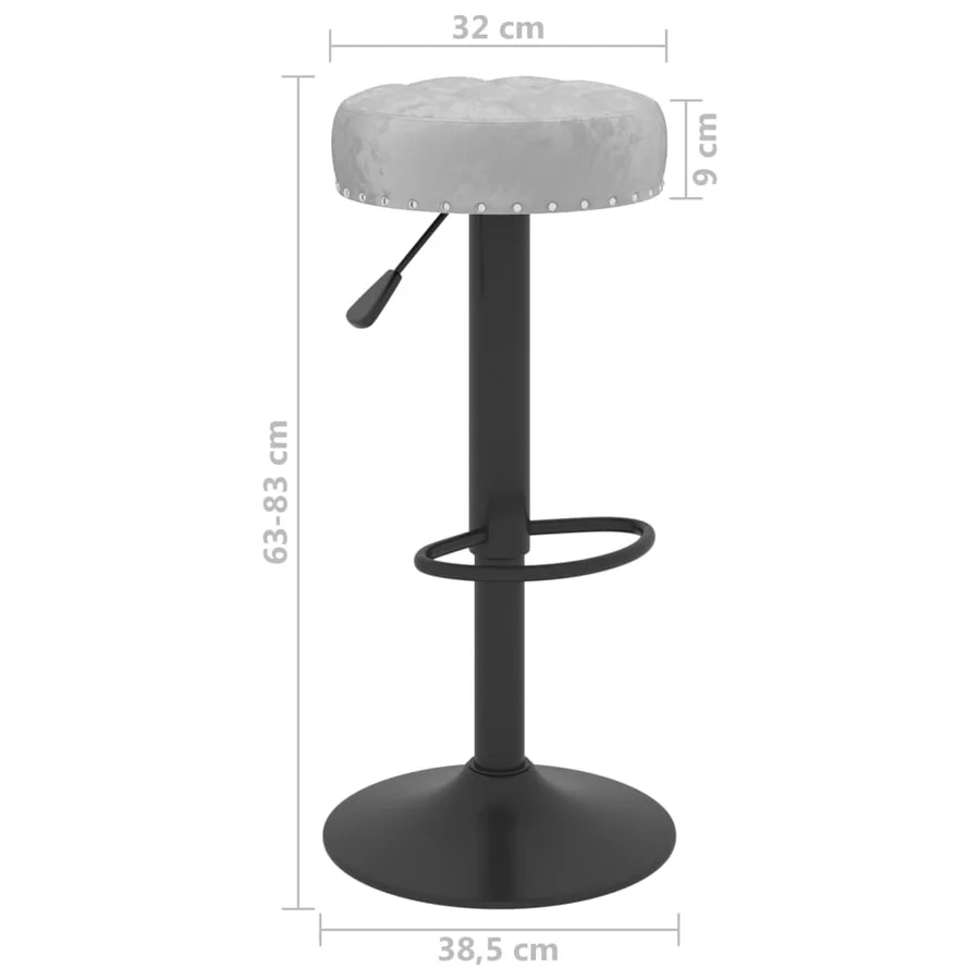 Tabourets de bar lot de 2 gris velours - 9