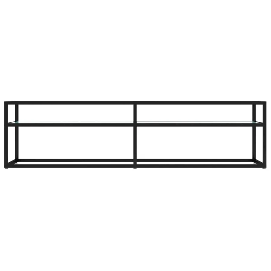 Meuble TV Marbre blanc 160x40x40,5 cm Verre trempé - 3