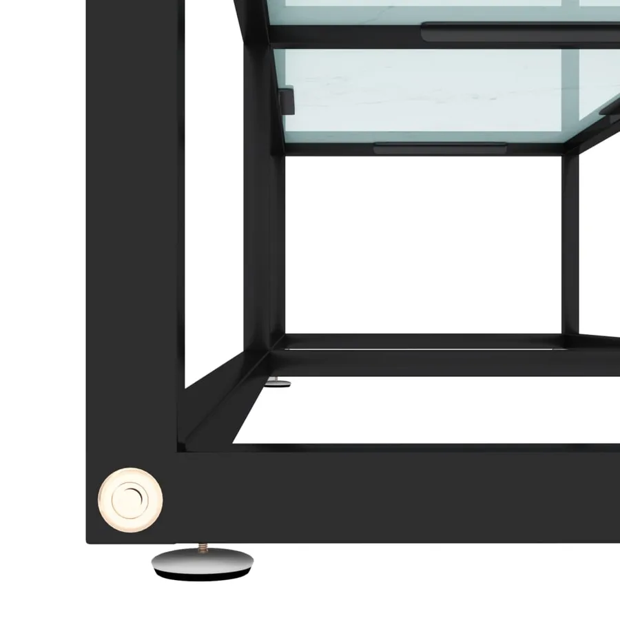 Meuble TV Marbre blanc 160x40x40,5 cm Verre trempé - 6