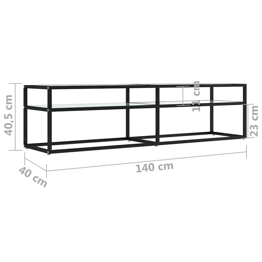 Meuble TV Marbre blanc 160x40x40,5 cm Verre trempé - 7