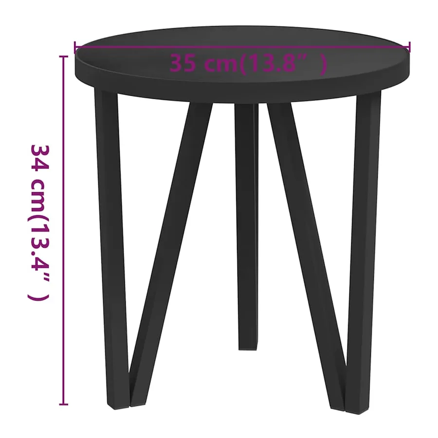 Table à thé Noir Ø35 cm MDF - 5