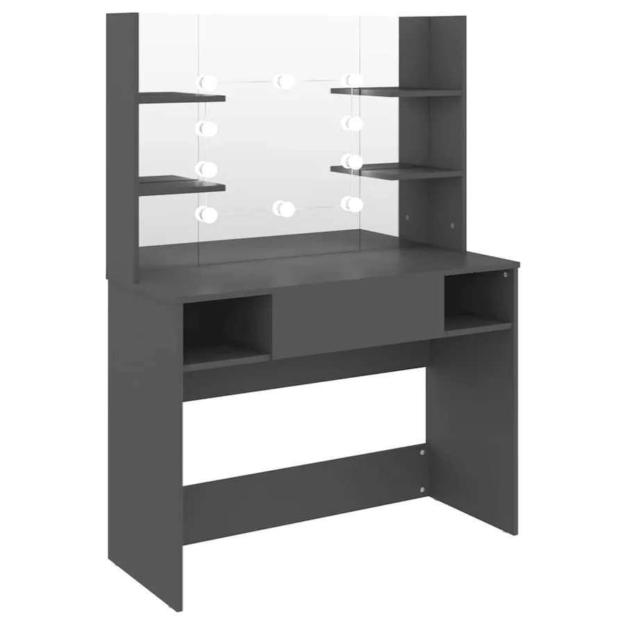 Table de maquillage avec éclairage LED 100x40x135 cm MDF Gris - 2