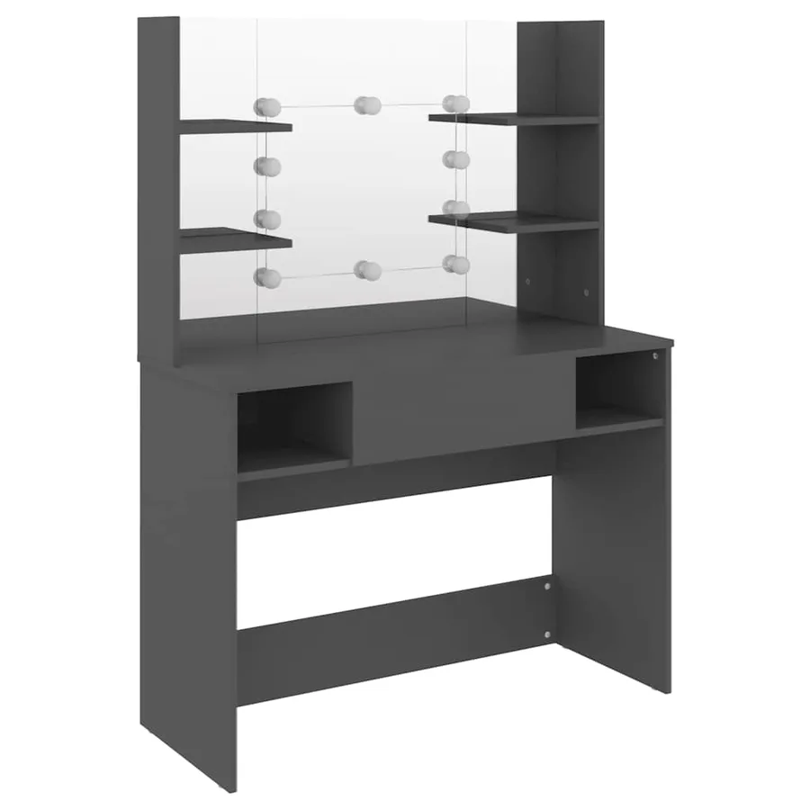 Table de maquillage avec éclairage LED 100x40x135 cm MDF Gris - 5