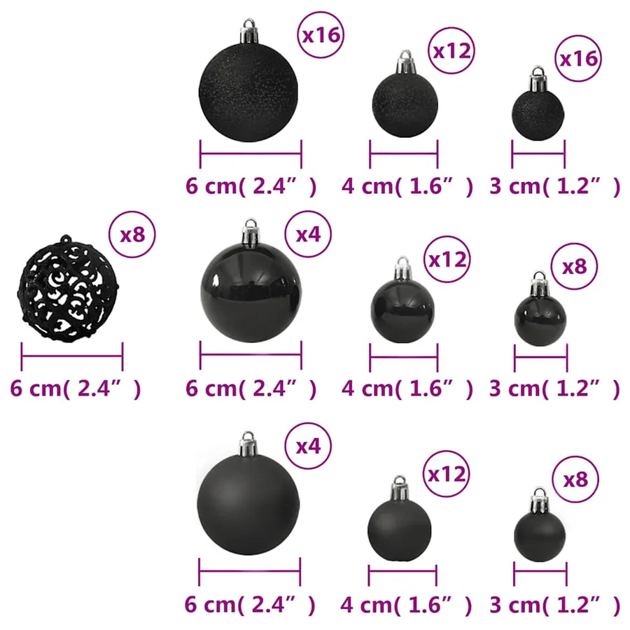 Ensemble de boules de Noël 100 pcs Noir - 10