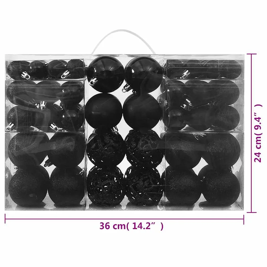 Ensemble de boules de Noël 100 pcs Noir - 9