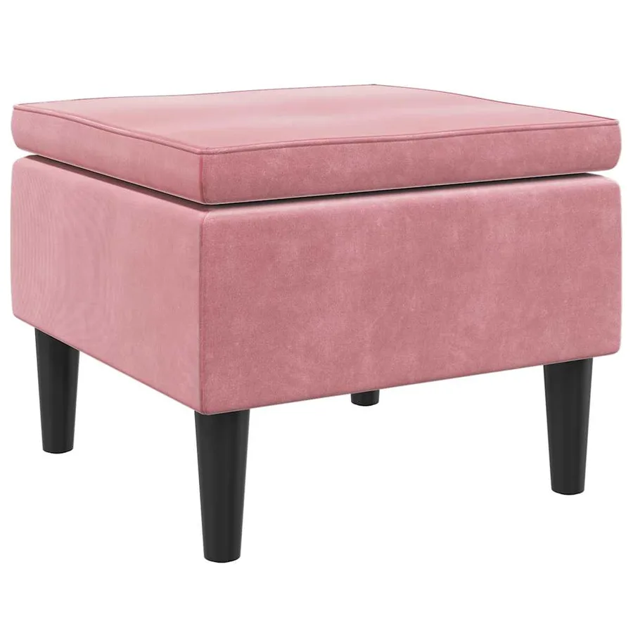 Tabouret avec pieds en bois Rose Velours - 2