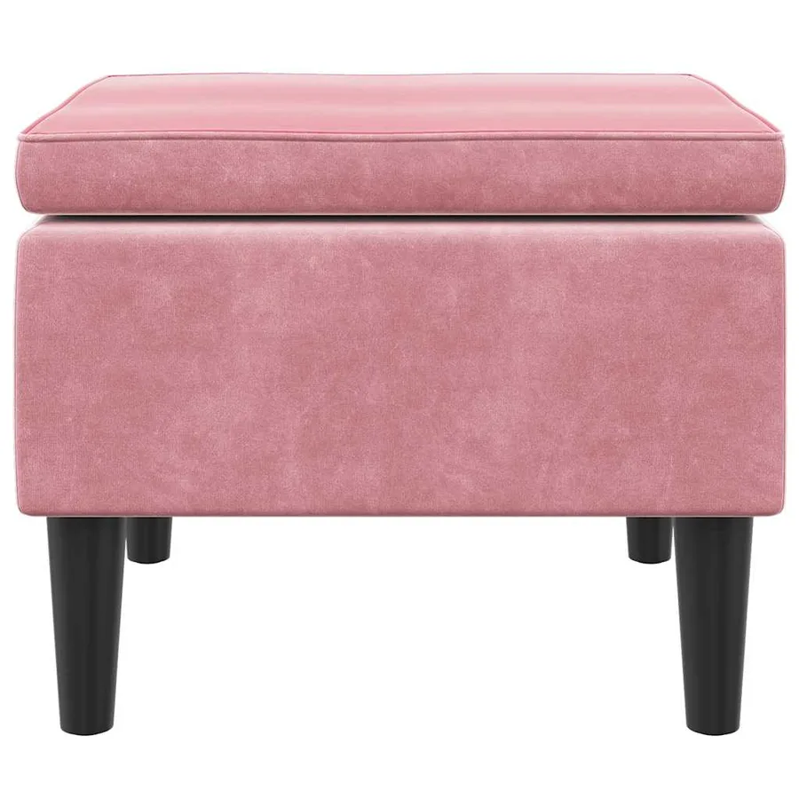 Tabouret avec pieds en bois Rose Velours - 3