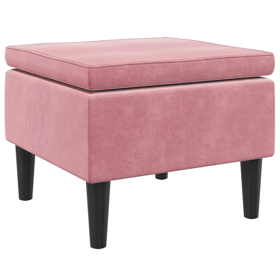 Tabouret avec pieds en bois Rose Velours - 4