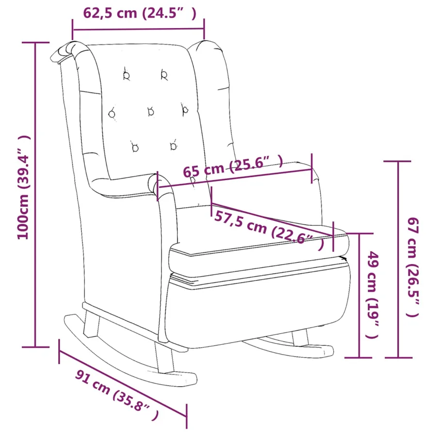 Fauteuil et pieds à bascule en bois d'hévéa solide crème Tissu - 8