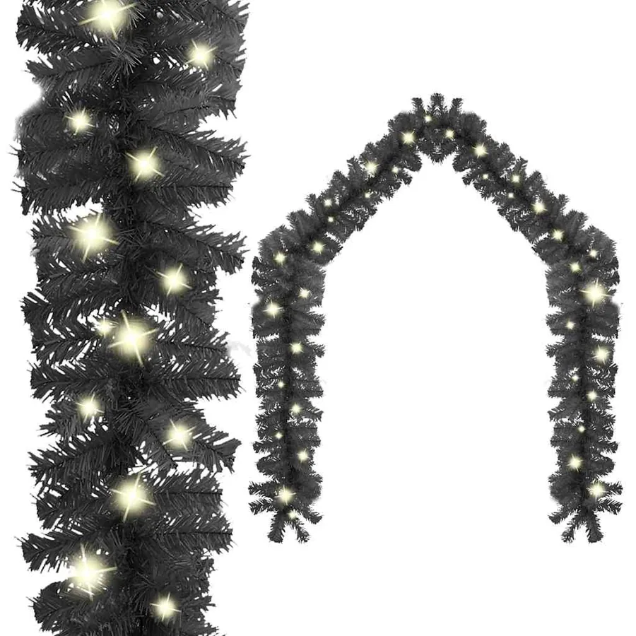Guirlande de Noël avec lumières LED 20 m Noir
