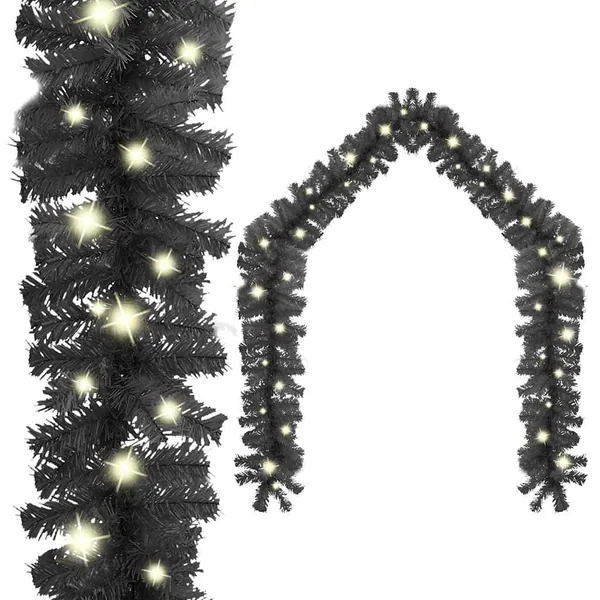 Guirlande de Noël avec lumières LED 20 m Noir