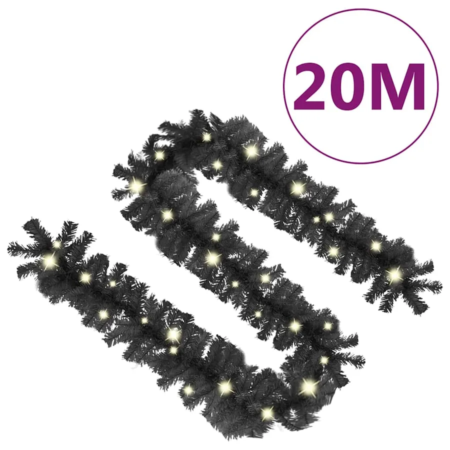 Guirlande de Noël avec lumières LED 20 m Noir - 8