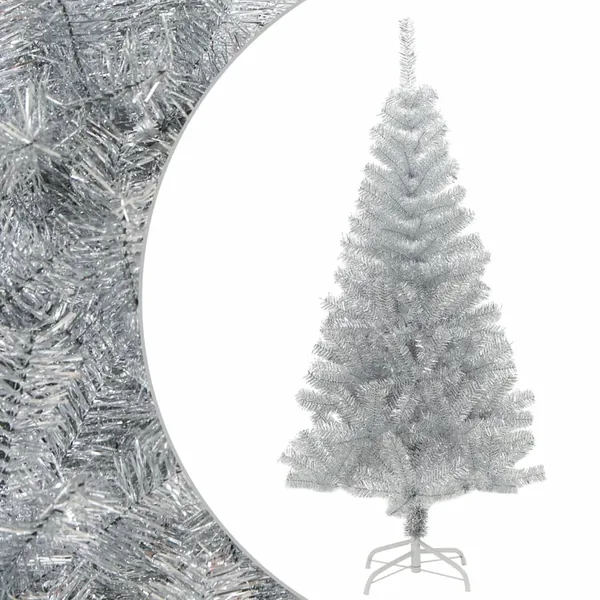 Sapin de Noël artificiel avec support argenté 120 cm PET