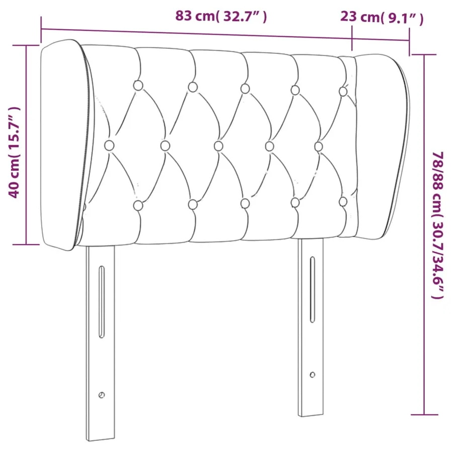 Tête de lit avec oreilles Rose 83x23x78/88 cm Velours - 9