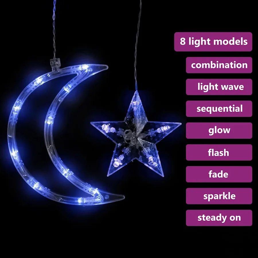 Guirlande lumineuse étoile et lune avec télécommande 138 LED - 4
