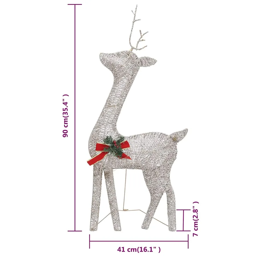 Famille de rennes de Noël 270x7x90 cm Doré Blanc chaud Maille - 12