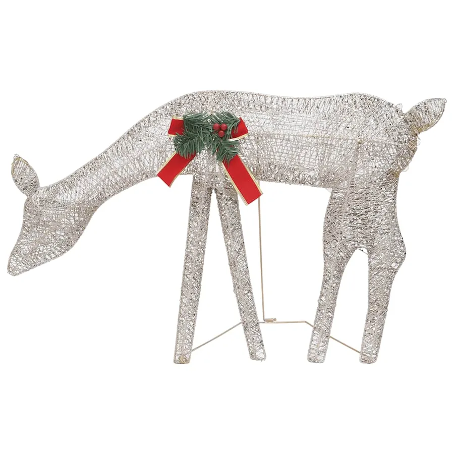 Famille de rennes de Noël 270x7x90 cm Doré Blanc chaud Maille - 7