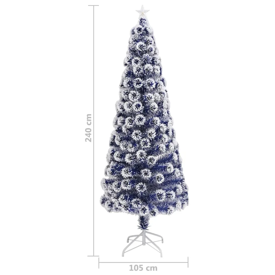 Arbre de Noël artificiel pré-éclairé blanc/bleu fibre optique - 9