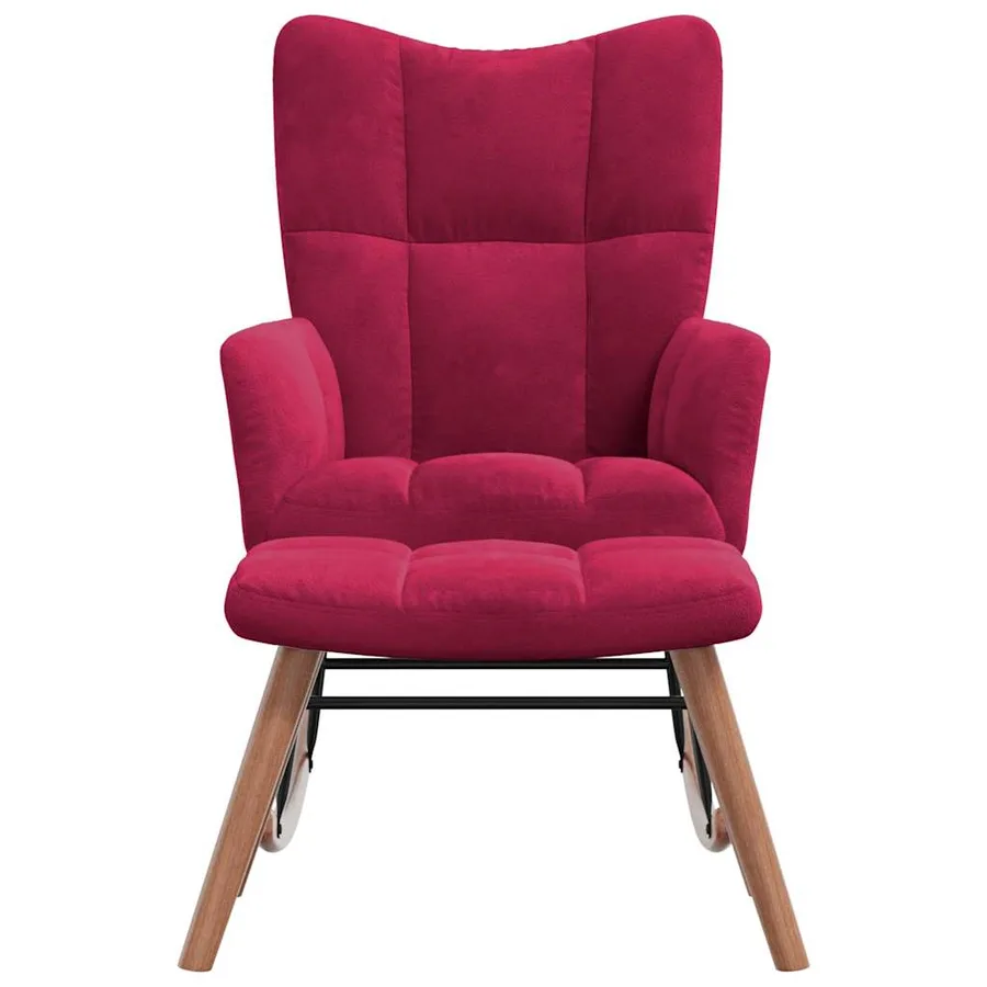 Chaise à bascule avec repose-pied Rouge bordeaux Velours - 4