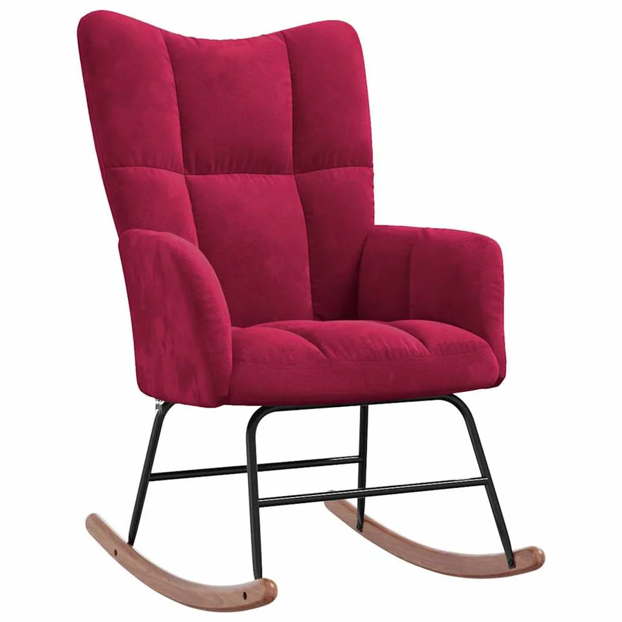 Chaise à bascule avec repose-pied Rouge bordeaux Velours - 7
