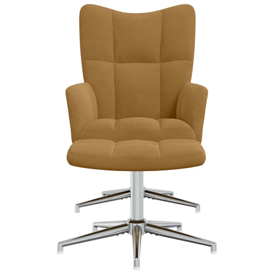 Chaise de relaxation avec tabouret Marron Velours - 3
