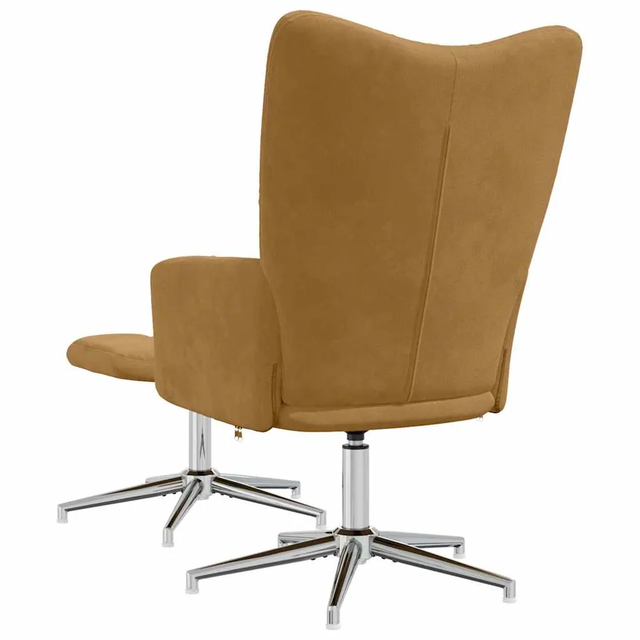 Chaise de relaxation avec tabouret Marron Velours - 5