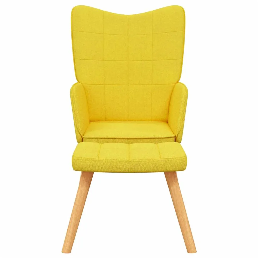 Chaise de relaxation avec tabouret Jaune moutarde Tissu - 3