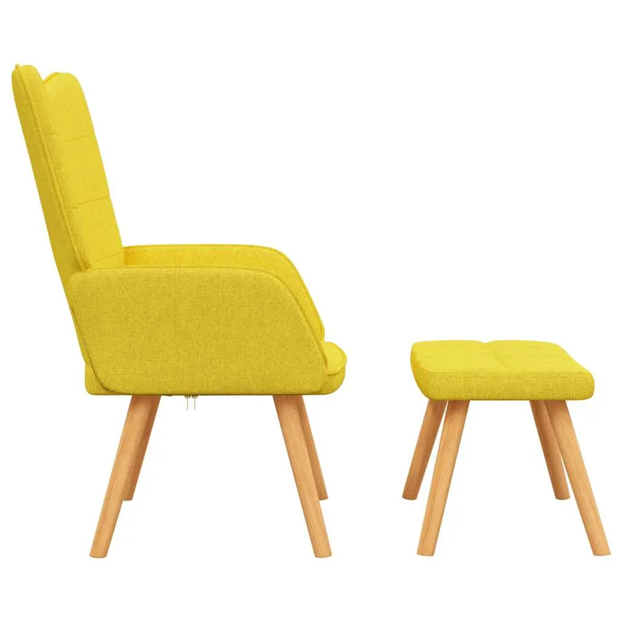 Chaise de relaxation avec tabouret Jaune moutarde Tissu - 4