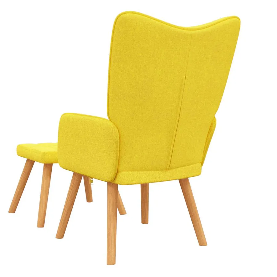 Chaise de relaxation avec tabouret Jaune moutarde Tissu - 5