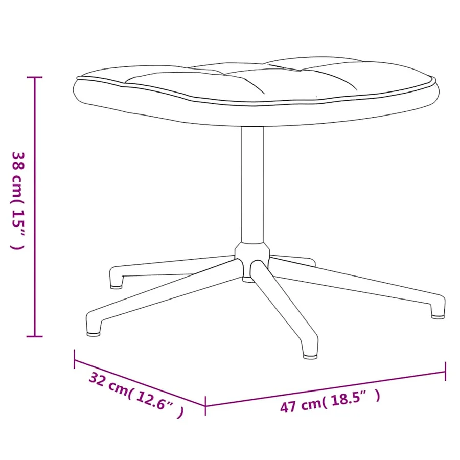Chaise de relaxation avec tabouret Blanc crème Velours et PVC - 13