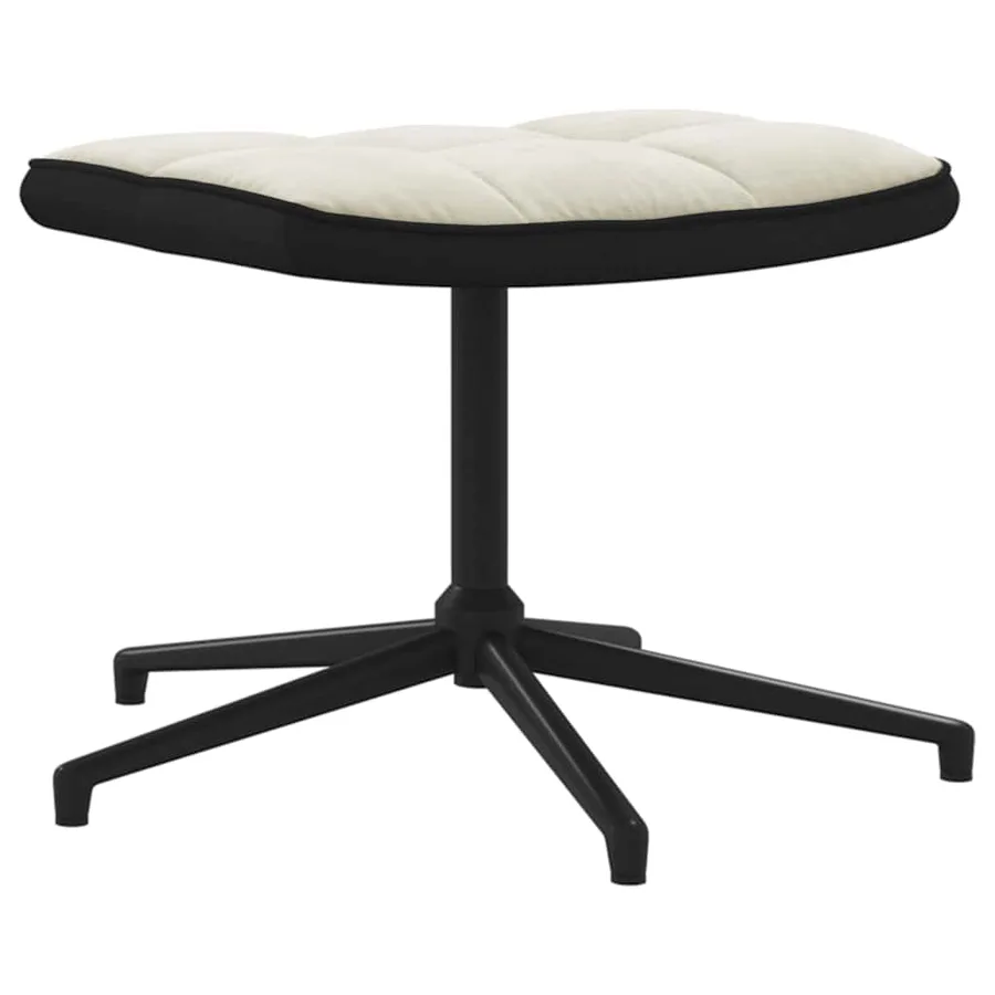 Chaise de relaxation avec tabouret Blanc crème Velours et PVC - 7