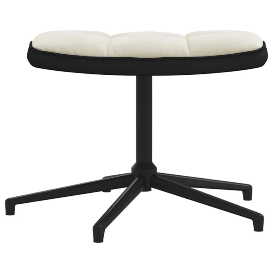 Chaise de relaxation avec tabouret Blanc crème Velours et PVC - 8