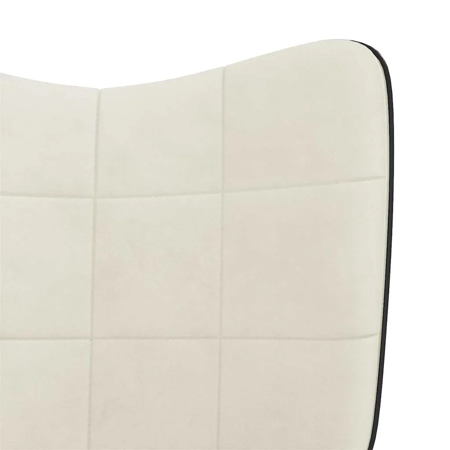 Chaise de relaxation avec tabouret Blanc crème Velours et PVC - 9