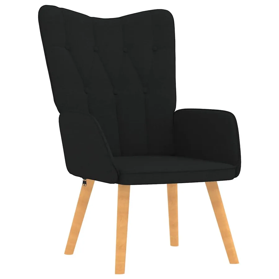 Chaise de relaxation avec tabouret Noir Tissu - 5