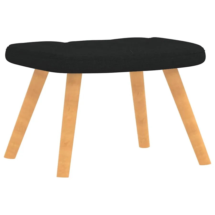 Chaise de relaxation avec tabouret Noir Tissu - 6