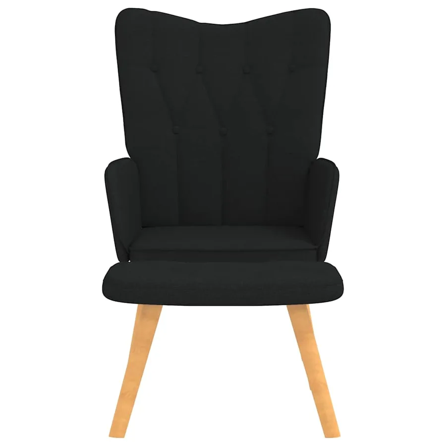 Chaise de relaxation avec tabouret Noir Tissu - 8