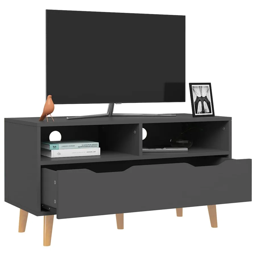 Meuble TV gris 90x40x48,5 cm bois d'ingénierie - 3