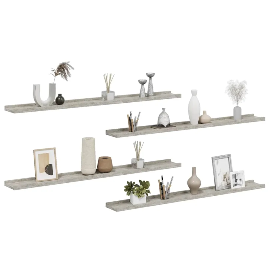 Étagères murales 4 pcs Gris béton 100x9x3 cm - 4