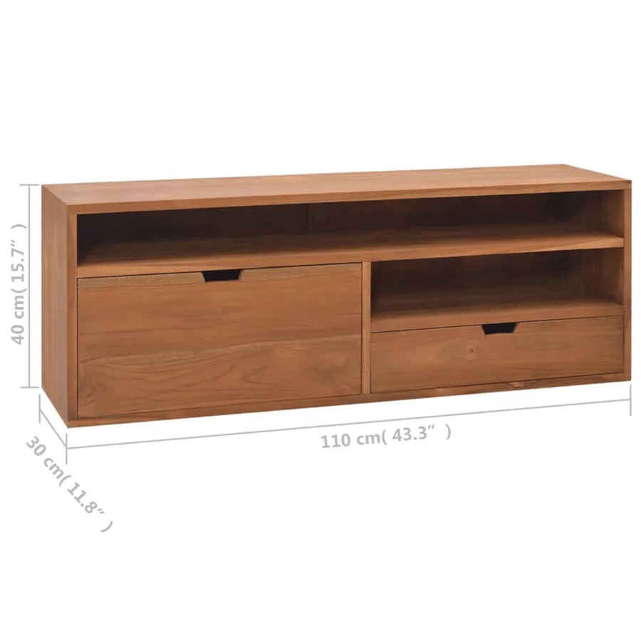 Meuble TV 110x30x40 cm Bois de teck massif - 7