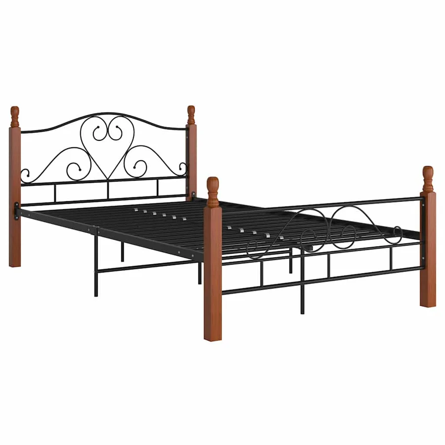 Cadre de lit sans matelas noir métal 120x200 cm - 2